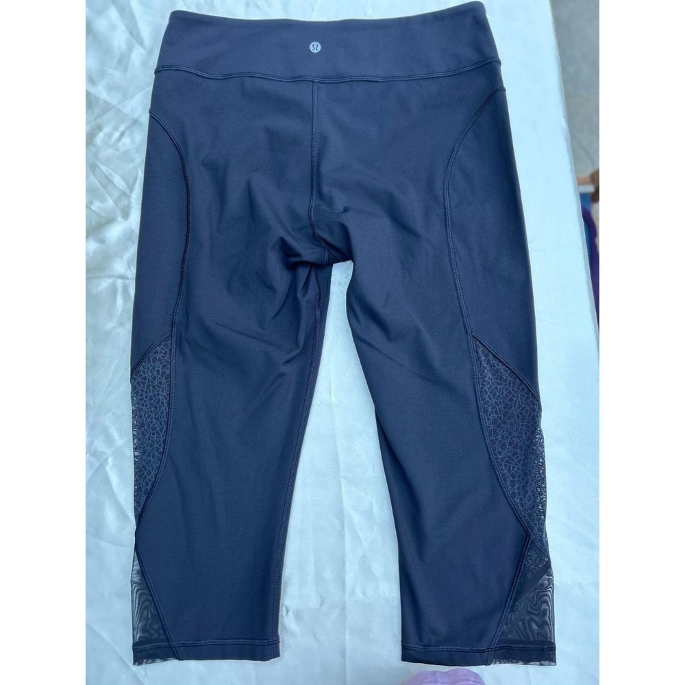 Lululemon Twist & Train Crop 19 Black Mesh Luxtreme Leggings W6AG5S Size 12 - Picture 4 of 8